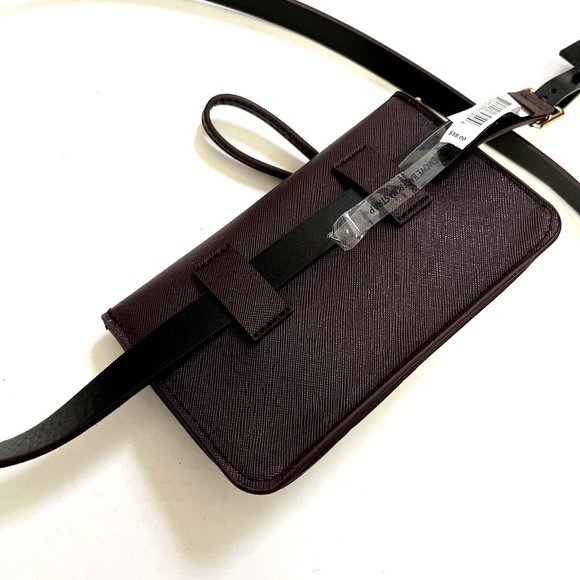 DKNY Belt Bag Waist Fanny Pack Wristlet Brown Faux Leather Logo NWT main image 8